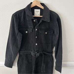 NWOT A&F Boilersuit Relaxed Denim Jumpsuit Black, SP